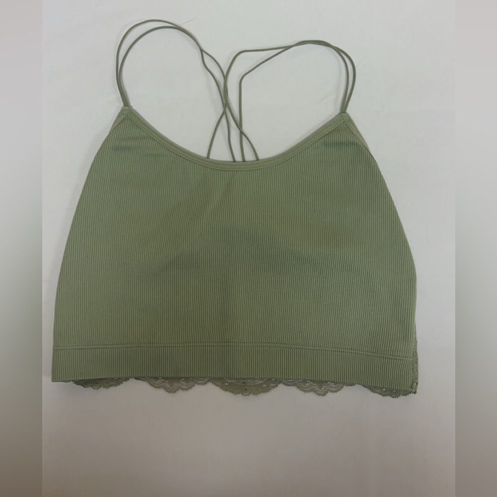 green spaghetti strap tank top